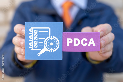 PDCA Plan Do Check Acе Concept. Business decision-making methodology used in quality management.