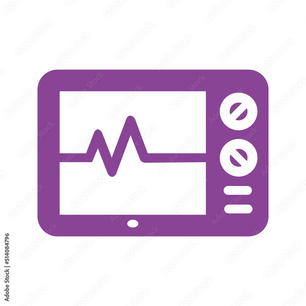 Monitor screen silhouette of a health monitor showing a heart rate chart in purple. Health care device graphic resource. Editable vector in EPS10 Format Monitor screen silhouette of a health monitor showing a heart rate chart in purple. Health care device graphic resource. Editable vector in EPS10 Format