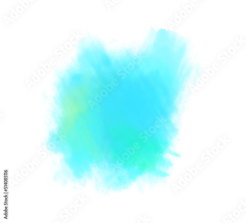 Hand drawn colorful digital spot on isolated white. Colored aquarelle blotch. Watercolour splotch. Paint and ink smudges. Bright blur stain. Trendy label brush stroke background