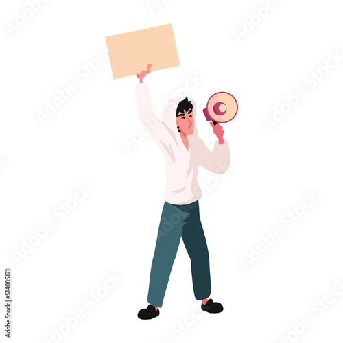 man with megaphone democracy