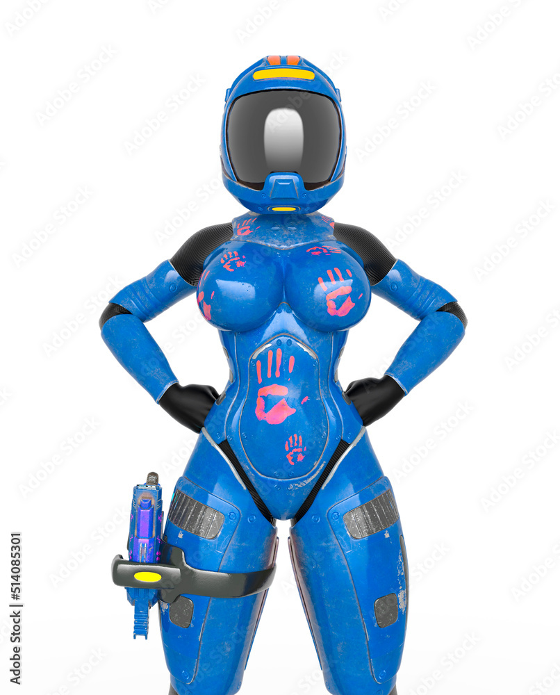 coolest astronaut girl is doing a pin up power pose in white background coolest astronaut girl is doing a pin up power pose in white background