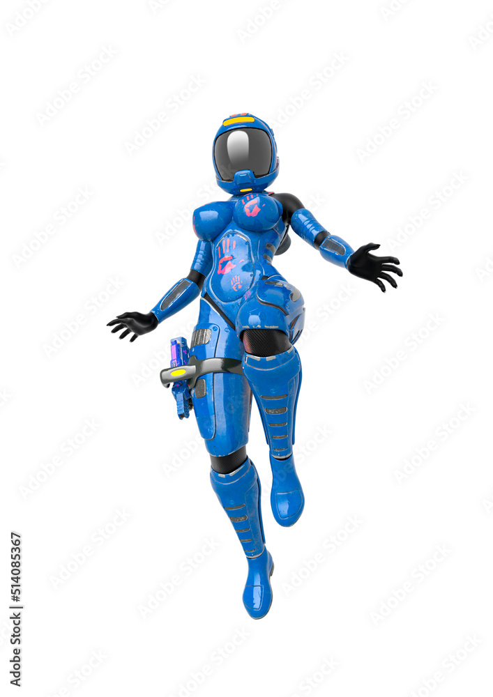 coolest astronaut girl is landing in white background coolest astronaut girl is landing in white background