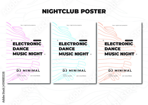 Nightclub poster flyer template vector minimal