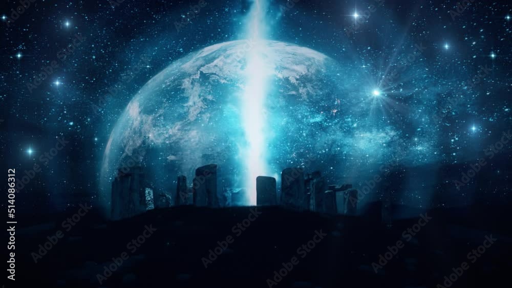 Stonehenge Portal by Night - Fantasy Landscape Loop Motion Background Stonehenge Portal by Night - Fantasy Landscape Loop Motion Background