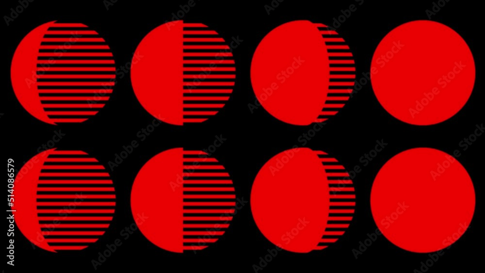 Seamless looping animation footage with circles and lines. Red and black optical illusion. Meditation footage. Looped motion. Psychedelic hypnotic trasformation. Op Art. 4K