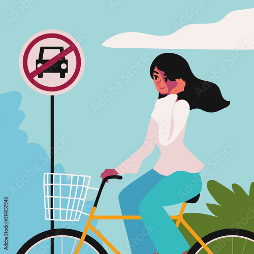 world car free day, woman in bicycle