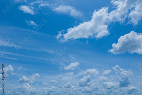 blue sky with clouds background, summer time, beautiful sky  © waranyu