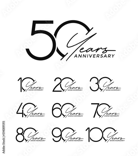 set of anniversary premium black color on white background for special celebration