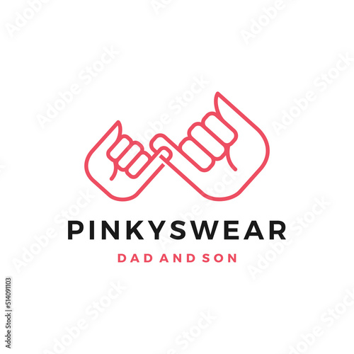 pinky swear promise dad and son daughter little finger hand logo vector icon illustration