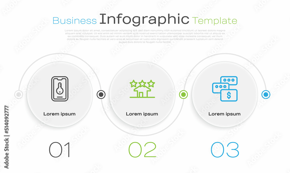 Obraz premium Set line Online real estate, Real and Price negotiation. Business infographic template. Vector