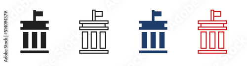 Central bank solid and outline icons design vector. federal reserve symbol illuistration.