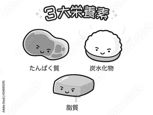 三大栄養素の栄養イラストセット