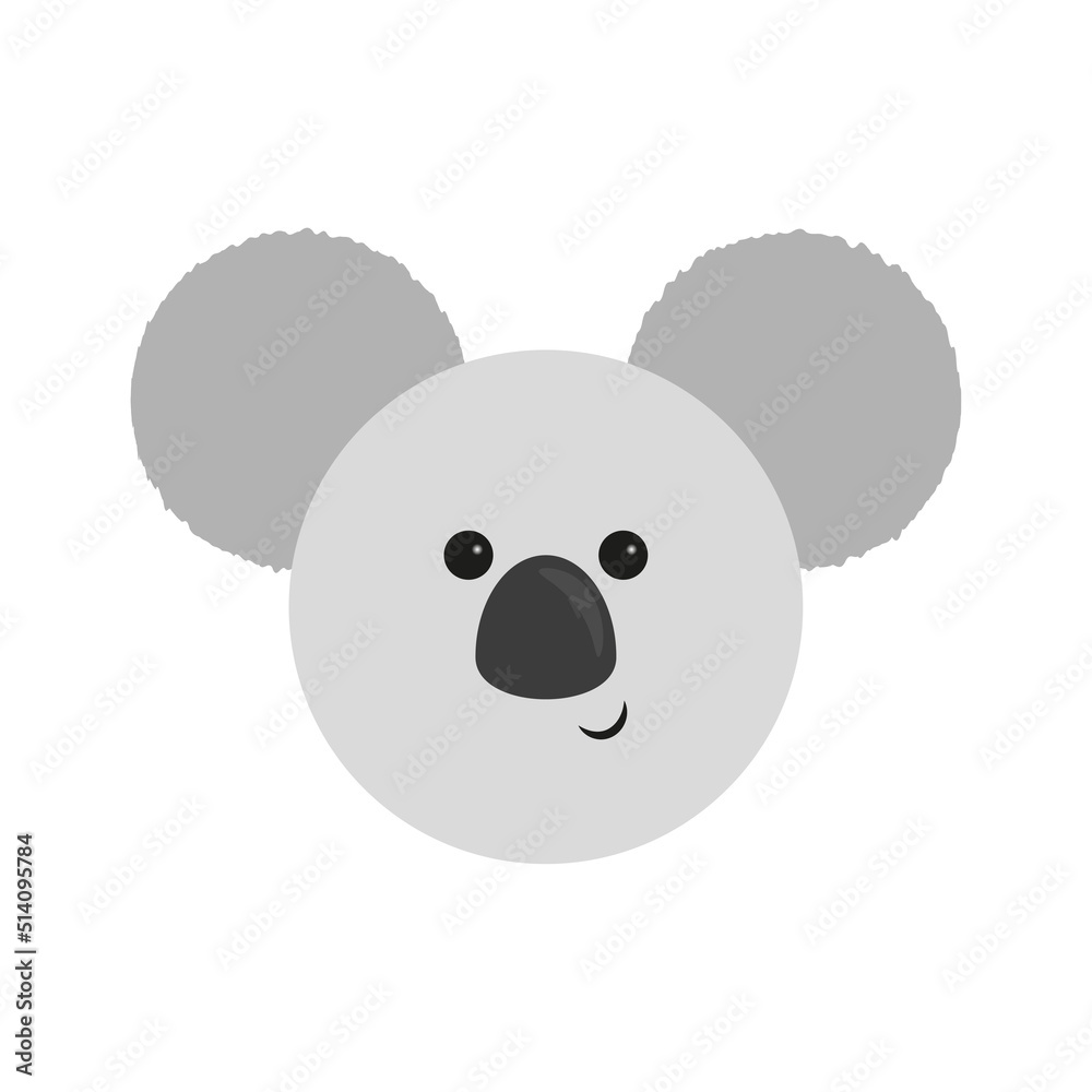 Cartoon muzzle koala in linear style. Funny design element. Happy face. Vector illustration. stock image. Cartoon muzzle koala in linear style. Funny design element. Happy face. Vector illustration. stock image.