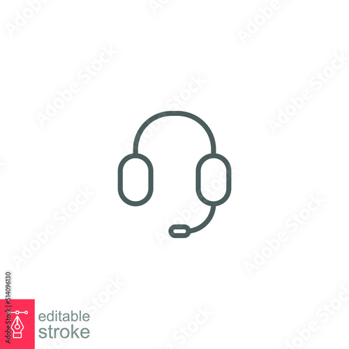 Headphones line icon. Simple outline style. Customer, headset, call, representative concept. Vector illustration isolated on white background. Editable stroke. EPS 10