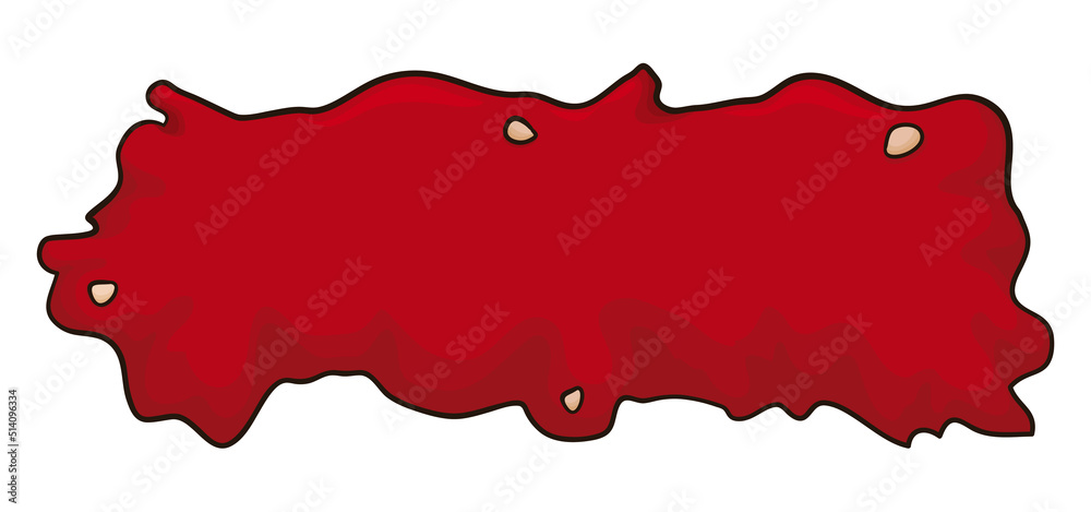 Ketchup splatter sign template with some tomato seeds, Vector illustration