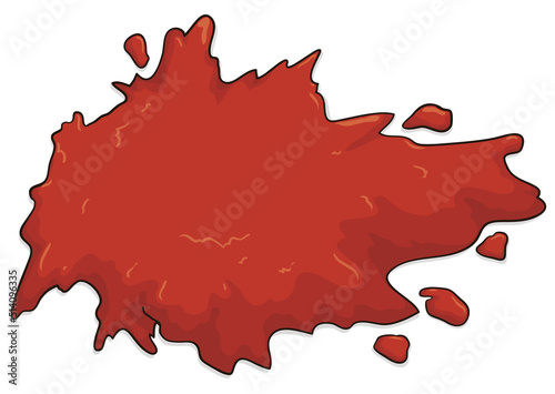 Red splatter liquid with some drops over white background, Vector illustration