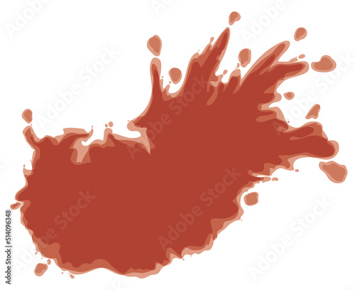 Red splatter with some drops over white background, Vector illustration