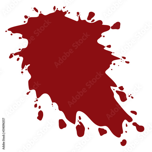Bloody red splatter silhouette with drops over white background, Vector illustration
