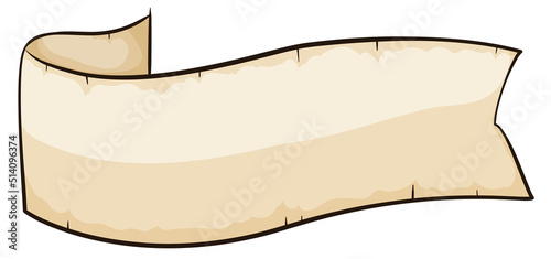 Ribbon template like scroll in cartoon style and black outlines, Vector illustration