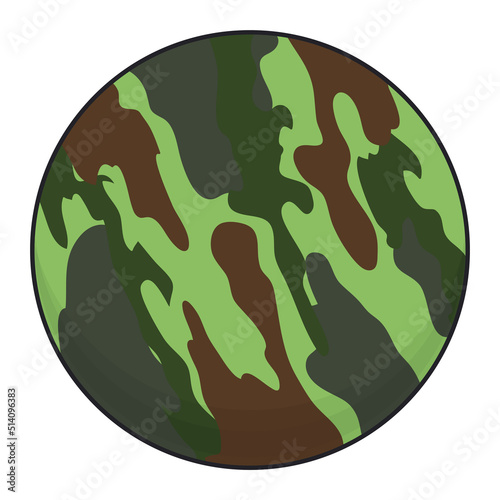 Round button with green colors like militar camouflage, Vector illustration photo