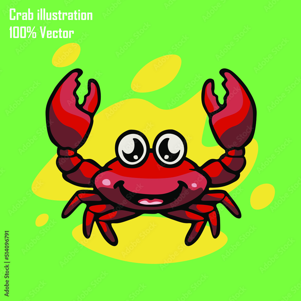 red crab with a background | vector cartoon animals crab | cut red crab with a background | vector cartoon animals crab | cut