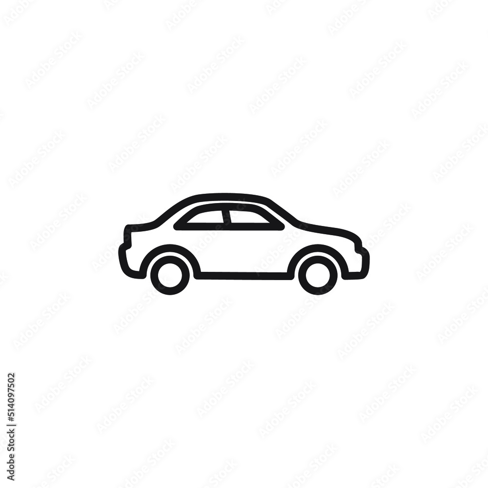 Car vector icon. Side view car black symbol isolated. Automobile sign in simple style Vector illustration