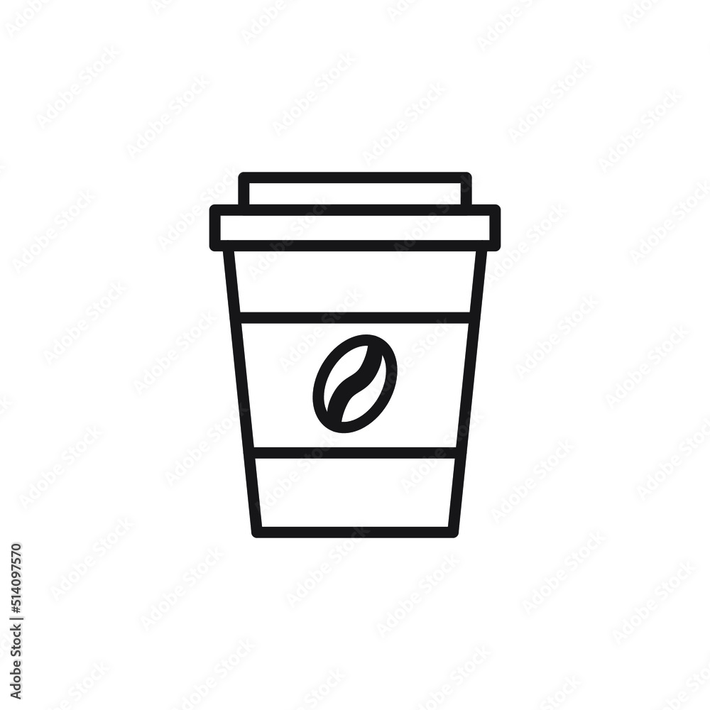 Cup Of Coffee Icon Logo Vector Illustration. Outline Style Cup Of Coffee Icon Logo Vector Illustration. Outline Style