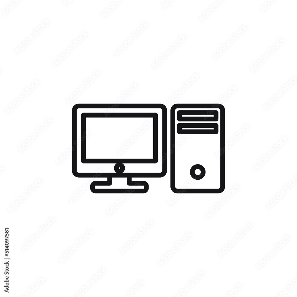 Computer desktop vector icon, pc symbol. Simple, flat design for web or mobile apps Computer desktop vector icon, pc symbol. Simple, flat design for web or mobile apps