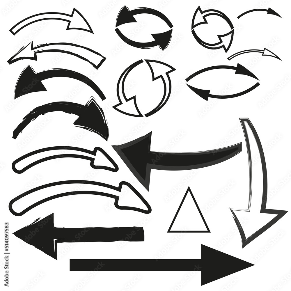 Brush arrows. Template design. Ink paint brush stain. Hand up. Vector illustration. stock image. Brush arrows. Template design. Ink paint brush stain. Hand up. Vector illustration. stock image.