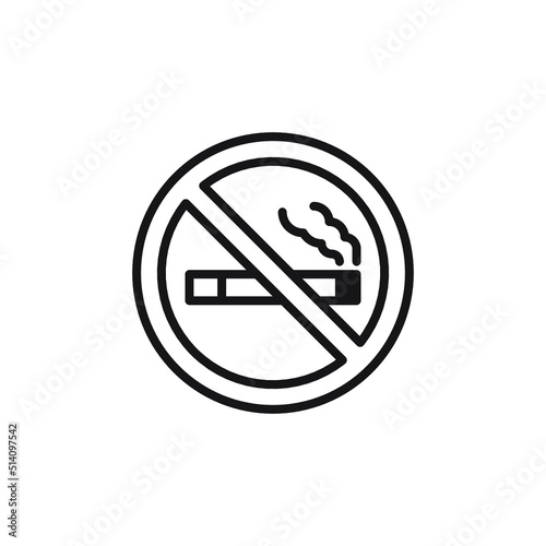 No Smoking Thin Line Vector Icon. Isolated Flat Icons in Background Editable EPS Stroke Files. Vector illustration