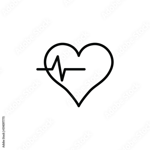 outline of heart beating lifeline in heart vector icon. simple black line element illustration isolated from editable heart stroke vector medical concept beat life line in icons on white background