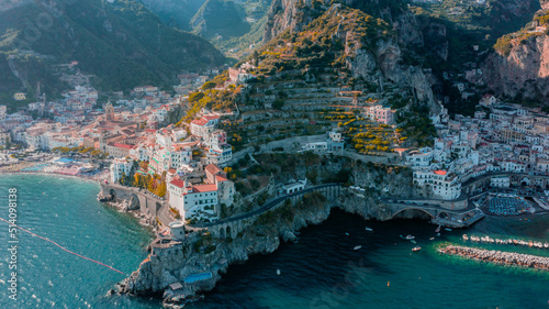Aerial view of Amalfi Coast  Naples  Italy