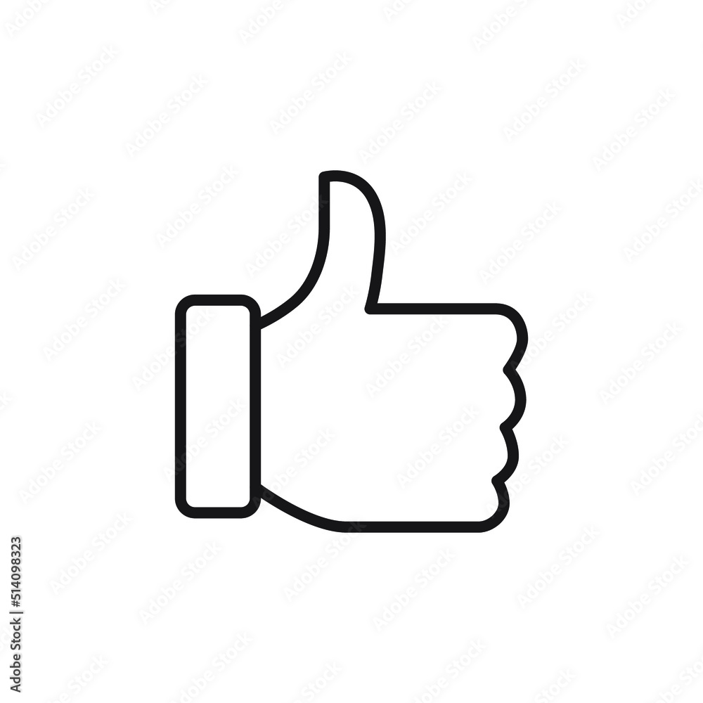 Hand Thumb Up flat icon. Illustration isolated on a white background. Vector gray sign symbol Hand Thumb Up flat icon. Illustration isolated on a white background. Vector gray sign symbol