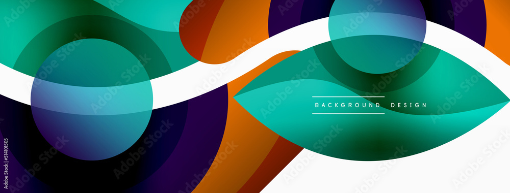 Abstract background with color geometric shapes. Beautiful minimal backdrop with round shapes circles and lines. Geometrical design. Vector illustration Abstract background with color geometric shapes. Beautiful minimal backdrop with round shapes circles and lines. Geometrical design. Vector illustration