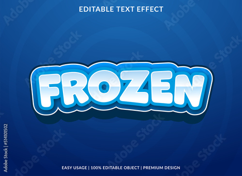 frozen text effect template with editable layout and abstract style use for business logo and brand