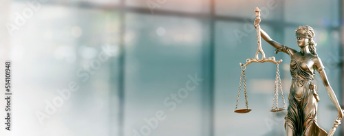 Wallpaper Mural Legal and law concept. Statue of Lady Justice with scales of justice and wooden judge gavel on wooden table. Panoramic image statue of lady justice. Torontodigital.ca