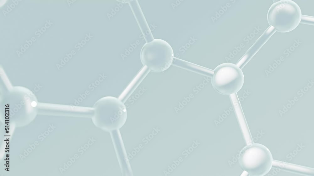 Fullerene carbon molecule or Buckyballs mockup. Molecular structure animation. can be used in education, science laboratory and Cosmetic industry background. 3D Render.