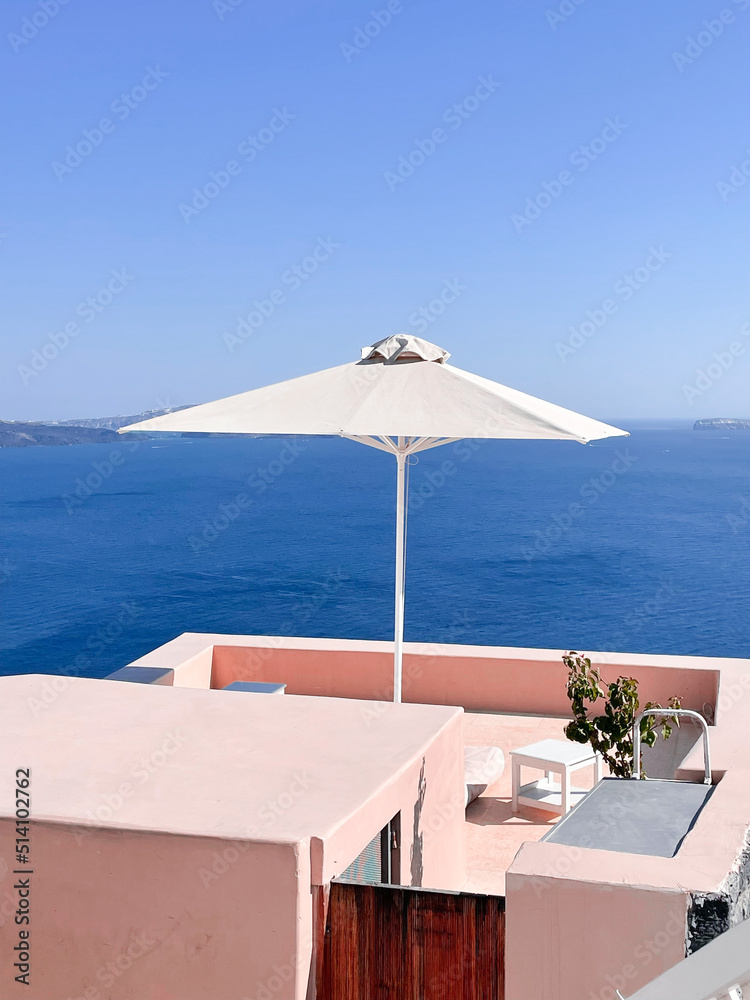 terrace overlooking the ocean santorini