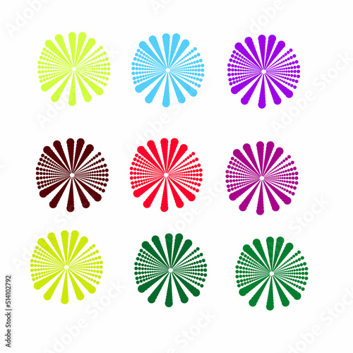 Set of colorful shapes mandala.