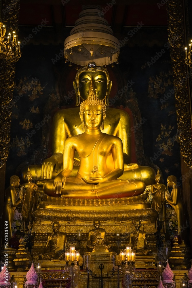 Big Buddha statue in Wat Bowonniwet temple in Bangkok, Thailand. Big Buddha statue in Wat Bowonniwet temple in Bangkok, Thailand.