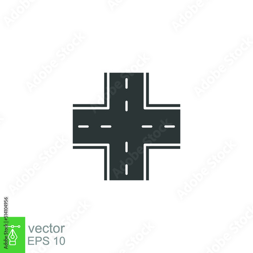 Interaction glyph icon. Simple solid style. Four, street, traffic, way concept. Sign and symbol for web site design, logo, app, UI. Vector illustration isolated on white background. EPS 10