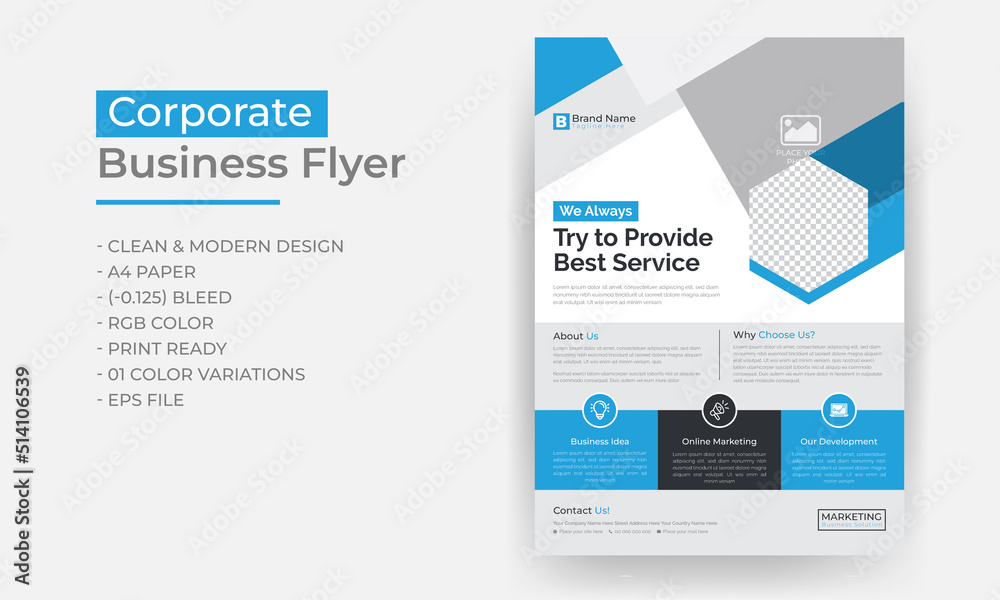 Corporate business flyer template design set, vector template design, digital marketing agency leaflet or business brochure template design	