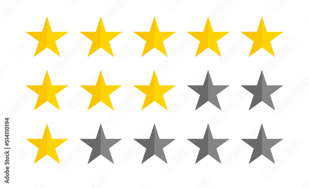 Star satisfaction rating flat icons design vector. Feedback scale symbol illustration. Star satisfaction rating flat icons design vector. Feedback scale symbol illustration.