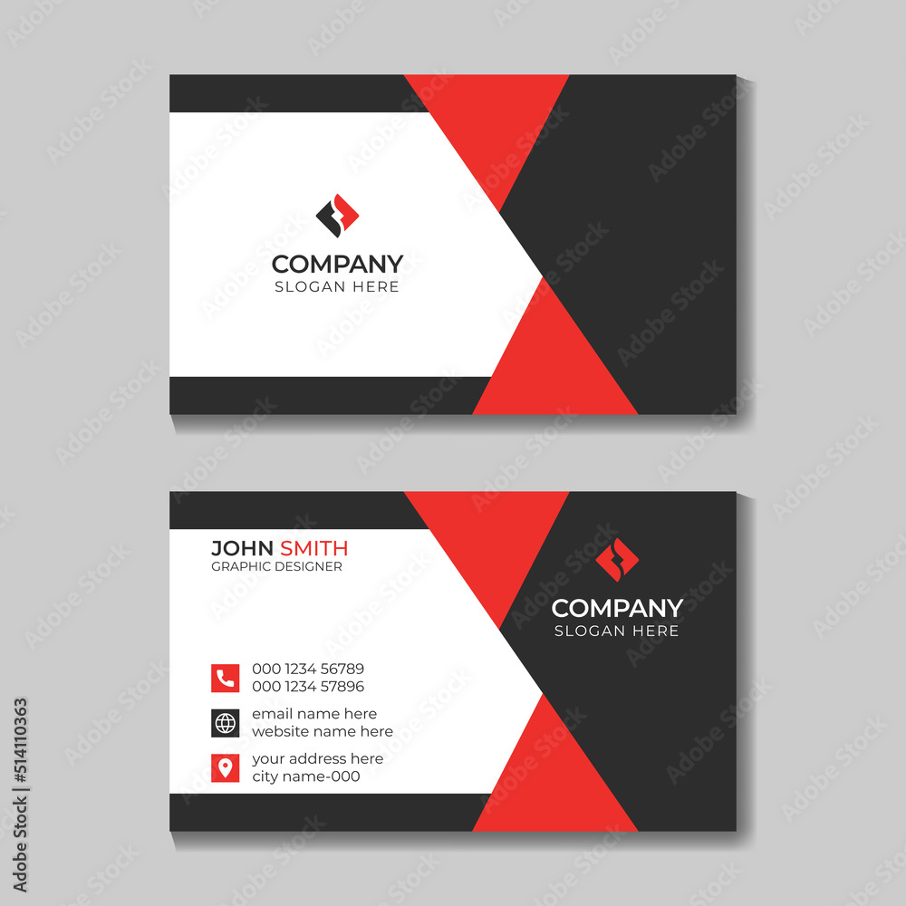 Modern Creative and Corporate Clean Red Business Card Design Template