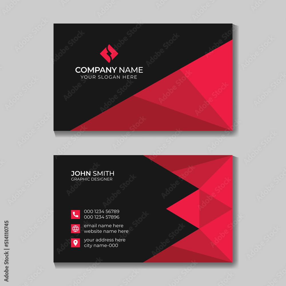 Fototapeta premium Red Minimal Clean Business Card Template