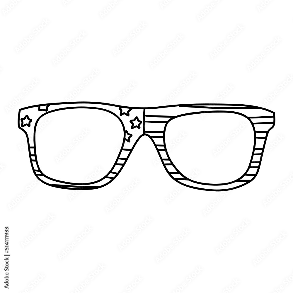 glasses USA , American USA 4th July concept