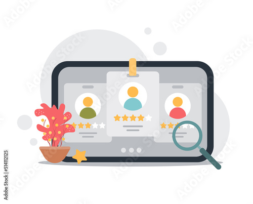Human resource management and hiring concept. Job interview, recruitment agency. Flat Vector Illustration.