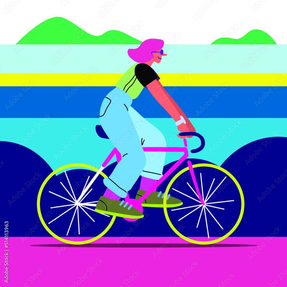 Fototapeta premium People Riding Bicycles Women on Bikes Vector Illustration Vector illustration style