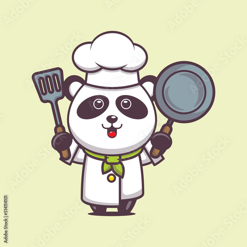 cute panda chef mascot cartoon character