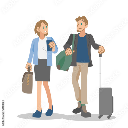 バカンスに旅行を楽しむ白人の夫婦